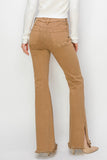 Camel High Waist Side Slit Flare Jeans