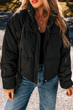 Black Checkered Puffer Coat