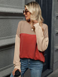 Color Block Round Neck Long Sleeve