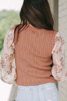 Floral Flounce Sleeve + Knit Blouse