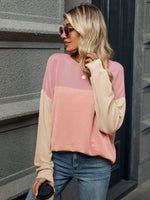 Color Block Round Neck Long Sleeve