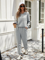 Gray Half Zip Top and Pants Set