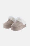 Tan Platform Faux Fur Trim Slip-Ons