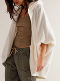 Exposed Seam Open Front Hooded Cardigan