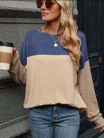 Color Block Round Neck Long Sleeve