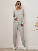 Dropped Shoulder Top and Joggers Lounge Set