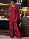 Deep Red Sparkly Jumpsuit