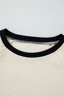 Texture Contrast Long Sleeve Top