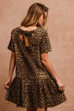 Leopard Tie Back Short Sleeve Dress