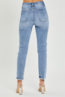 High Rise Frayed Hem Skinny Jeans