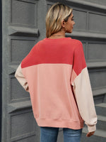 Color Block Round Neck Long Sleeve