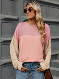 Color Block Round Neck Long Sleeve