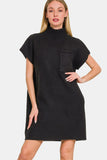 Black Short Sleeve Sweater Mini Dress