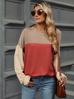 Color Block Round Neck Long Sleeve