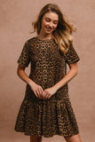 Leopard Tie Back Short Sleeve Dress