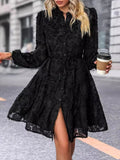 Black Lace Button Down Dress