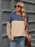 Color Block Round Neck Long Sleeve