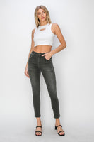 Black Wash High Rise Ankle Skinny Jeans