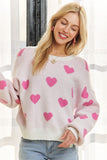 White + Pink Heart Sweater