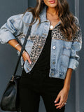 Distressed Leopard Denim Jacket