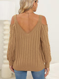 Knit V-Neck Cutout Long Sleeve Sweater