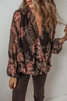 Black Multi Print Long Sleeve Blouse