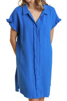 cobalt gauze button dress